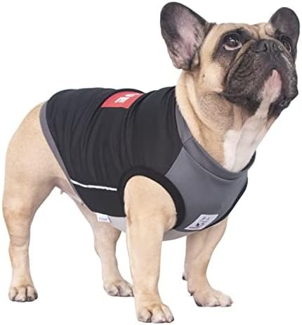 iChoue French Bulldog Summer Cooling Shirt for Dogs UV Sun Protection Vest Sleeveless Stretchy Tank Top English Pug Grey Blac