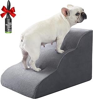 Ryoizen Dog Stairs for Small Dogs, Dog Steps for Bed Pet Stairs for Couch, Dog Ramp with Durable Non-Slip High Density Foa...